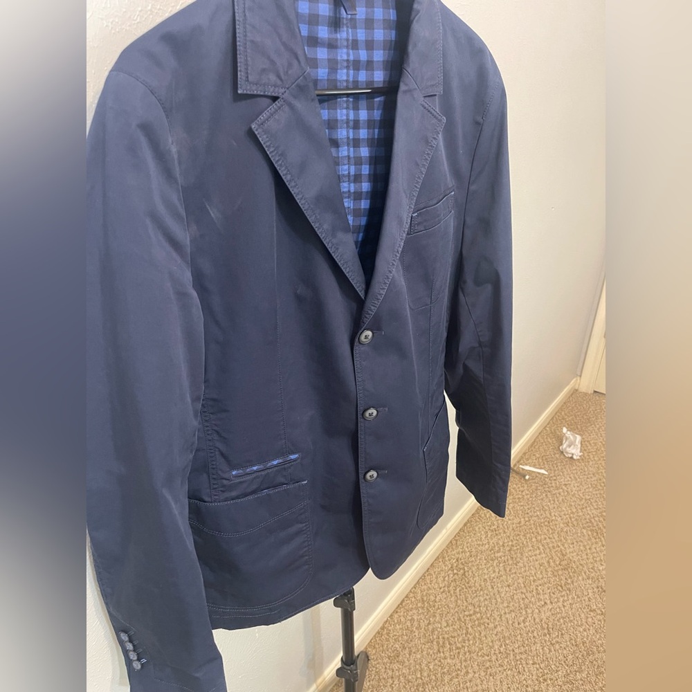 Boss Dark Blue Jacket with Plaid Interior